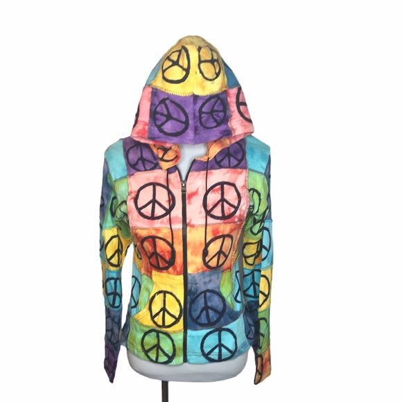 All That Jazz Peace Symbols Sweatshirt, Multicolor, Small - Picture 1 of 9